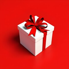 Gift box with red ribbon