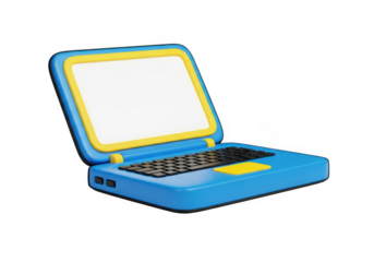 Laptop computer digital device for work and education usage isolated on transparent background