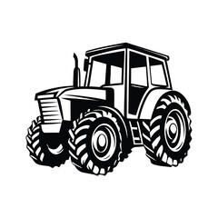 Detailed black and white tractor design showcases the iconic farming vehicle