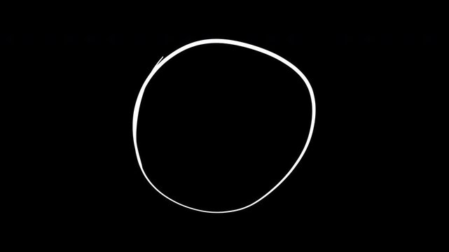 Animation hand drawn circle frames line. doodle marker drawing
