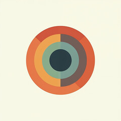 Minimal flat illustration of eye with color wheel iris on gray background symbolizing neurodiversity, autism pride, spectrum awareness and inclusive cognition