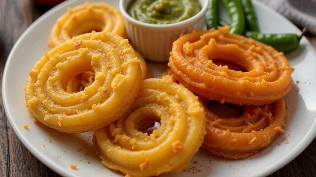Enjoy Fafda Jalebi a Vibrant Indian Breakfast Combination in Stunning 4k, Perfect for Food Blogs, Travel Vlogs, and Cultural Content