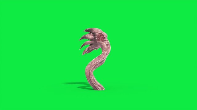 Green Screen Sunflower Tentacle Monster Attack Side 3D Animation Rendering CGI 4K Horror