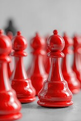 Red Pawn Standing Out In Chess Pieces