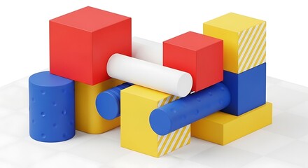 Fototapeta premium Abstract Geometric Sculpture Made of Colorful Building Blocks.