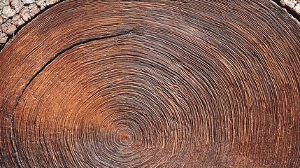 Fototapeta premium section. Close-up of ancient tree rings, intricate wood grain patterns in rich brown tones. gardening catalogs, home-decor guides, designed for home decor and floral branding, used by radiologists.