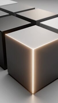 グレーの幾何学的ブロックの列：ミニマルデザイン