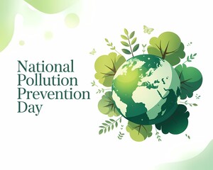 Celebrate national pollution prevention day with globe and trees isolated on white background