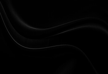 Black gray satin dark fabric texture luxurious shiny that is abstract silk cloth background with patterns soft waves blur beautiful.