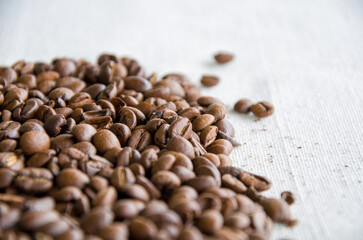 Roasted Coffee Beans Pile with Copy Space