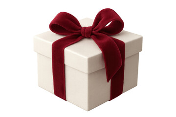 Obraz premium White gift box with red velvet ribbon and bow, representing celebration, giving, and holiday surprise