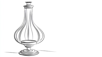 Elegant glass vase illustration on white background with shadow for design