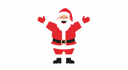 Cheerful Santa Claus with open arms, wearing a red suit and hat, smiling against a white background.