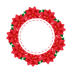 Red Poinsettia Holiday Wreath Label Frame