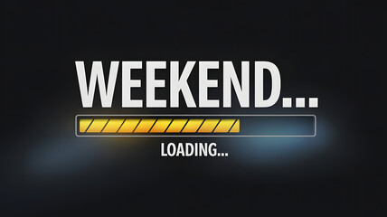 Get ready for the weekend! Anticipation building with loading bar graphic, promising relaxation and time off, embrace the joy and freedom of the upcoming days