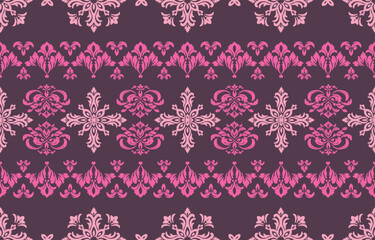 Elegant luxury damask seamless pattern with vintage floral ornament, suitable for wallpaper, packaging, wedding invitations, and fabric design.	