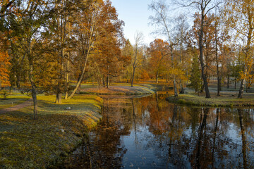 Autumn Day in Gatchina Park, Leningrad Region, Russia