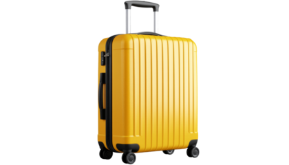 Yellow Suitcase Isolated on White Transparent Background PNG 