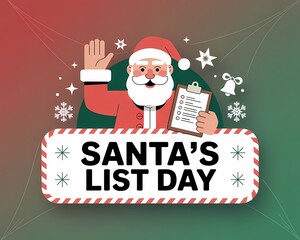 Santas list day with santa claus isolated on white background illustration