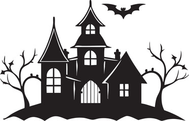 halloween house silhouette vector