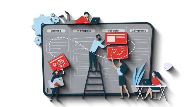 Team building creative strategy board and data planning concept in modern animated business environment