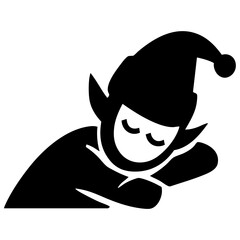 Sleeping Christmas Elf Solid Icon