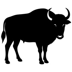 Silhouette illustration of a bison on transparent background