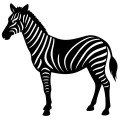 Silhouette of a zebra with stripes on transparent background