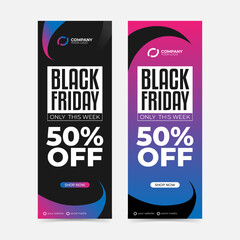 Black friday vertical banner template with gradient curve
