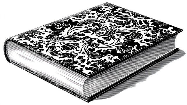 Decorative book with ornate cover design isolated on white background