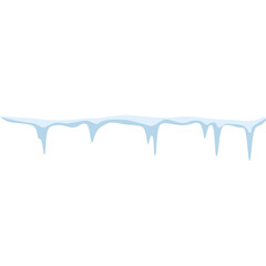 Snowy Icicle Border With Blue Hue On White Transparent Background Winter Season Decoration