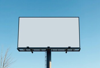 Obraz premium Clean, minimalist billboard on a clear blue sky, display, billboard