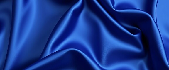 Obraz premium Luxurious deep blue satin fabric, shimmering folds and subtle sheen, soft, color