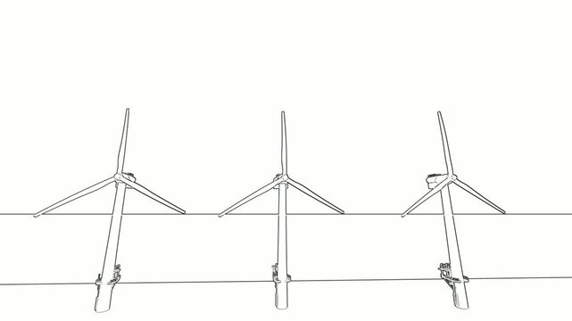 Wind Turbine Continues Line Art Animation for Renewable Energy