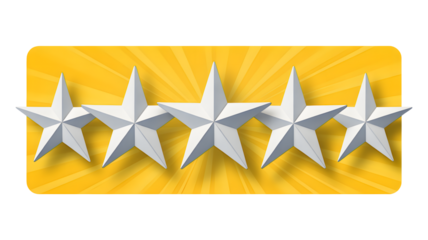 Excellent five star rating symbol for trusted service reviews and feedback, perfect for showcasing customer satisfaction and positive business reputation