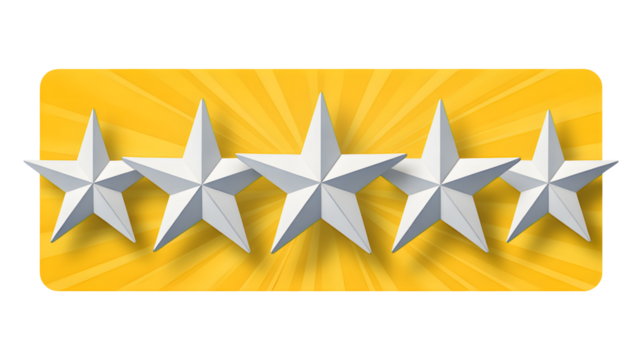 Excellent five star rating symbol for trusted service reviews and feedback, perfect for showcasing customer satisfaction and positive business reputation
