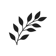 black silhouette of botanical leaf