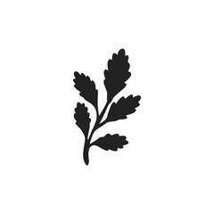black silhouette of botanical leaf
