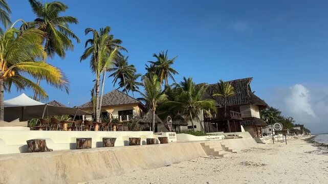 Early Morning Sunrise Over Paje Beach Zanzibar, Peaceful Tropical Ocean Waves and Golden Light east africa beaches