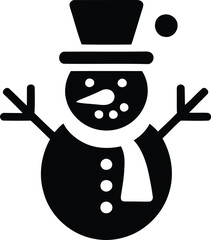 Festive Black Snowman Silhouette with Top Hat Scarf and Snowball