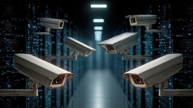 Multiple Security Cameras In Server Room