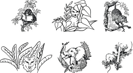 vector illustration of a set of animals