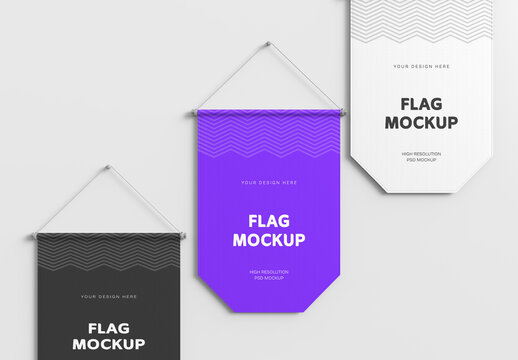 Customizable Pennant Flag Mockup