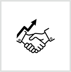 Fototapeta premium Professional business handshake icon representing successful partnership, corporate agreement, and economic growth through collaborative deal-making and upward market trend achievement