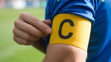 Soccer player wearing captain s armband