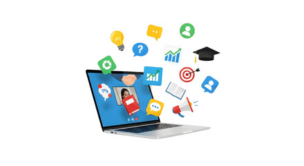 laptop with social media icons