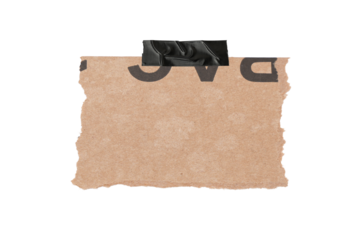 A piece of torn edges paper ripped, Brown notepaper journal sticker, Piece of brown paper isolated on transparent background