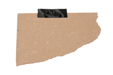 A piece of torn edges paper ripped, Brown notepaper journal sticker, Piece of brown paper isolated on transparent background