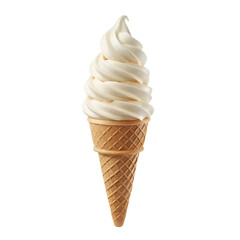A creamy vanilla soft serve ice cream cone, perfect for summer treats and dessert menus.