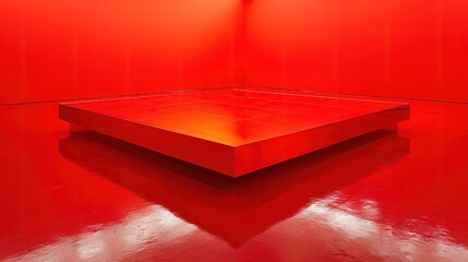 Red Square Platform In A Gallery
